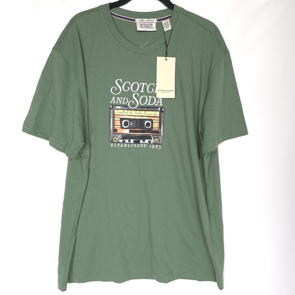 SCOTH & SODA AMSTERDAM New LARGE T-Shirt Green Graphic Front Crew Short Sleeve - Picture 3 of 9